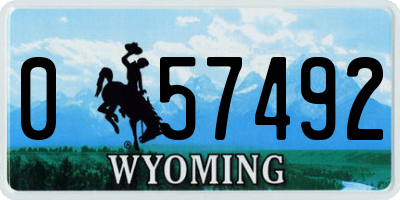 WY license plate 057492