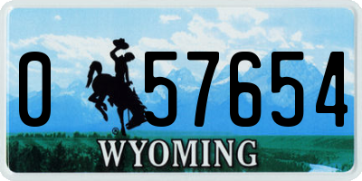WY license plate 057654