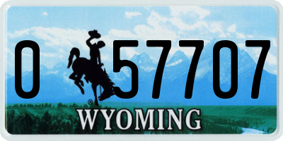 WY license plate 057707