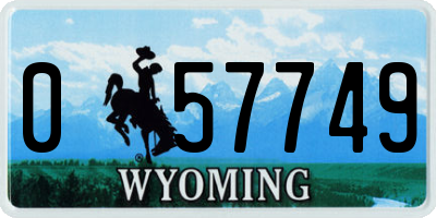 WY license plate 057749