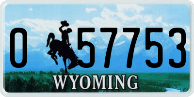 WY license plate 057753