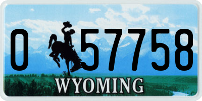 WY license plate 057758