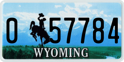 WY license plate 057784