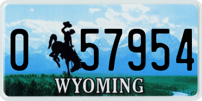 WY license plate 057954