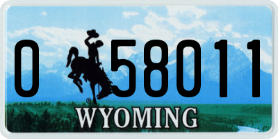 WY license plate 058011