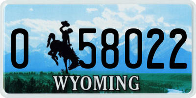 WY license plate 058022