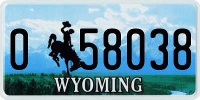 WY license plate 058038