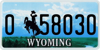 WY license plate 05803O