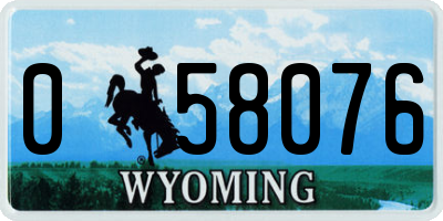 WY license plate 058076