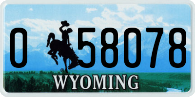 WY license plate 058078