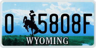 WY license plate 05808F
