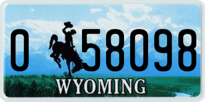 WY license plate 058098