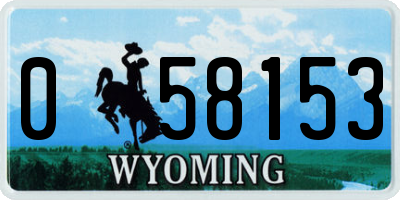 WY license plate 058153