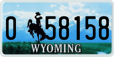 WY license plate 058158
