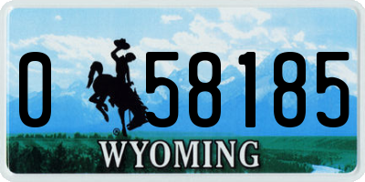 WY license plate 058185
