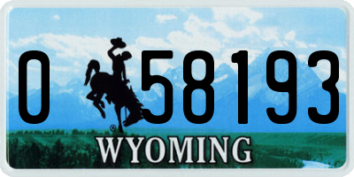 WY license plate 058193