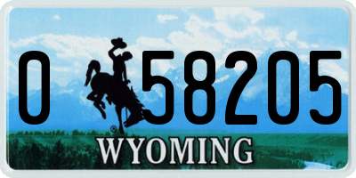 WY license plate 058205