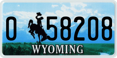 WY license plate 058208