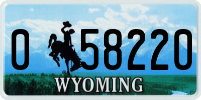 WY license plate 058220