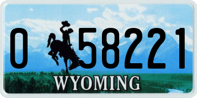 WY license plate 058221