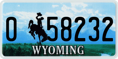 WY license plate 058232