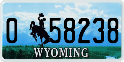 WY license plate 058238