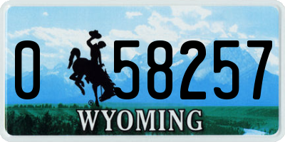WY license plate 058257