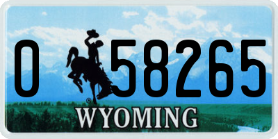 WY license plate 058265