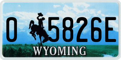 WY license plate 05826E
