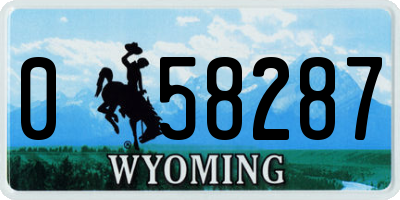 WY license plate 058287