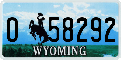 WY license plate 058292