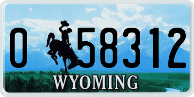 WY license plate 058312