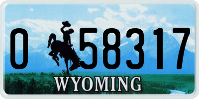 WY license plate 058317