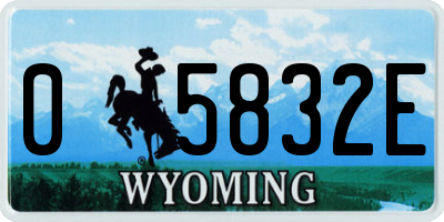 WY license plate 05832E