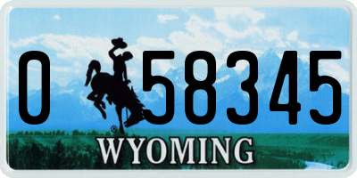WY license plate 058345
