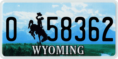 WY license plate 058362