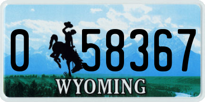 WY license plate 058367