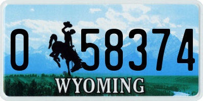WY license plate 058374