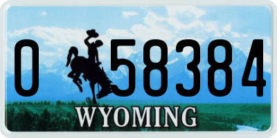 WY license plate 058384