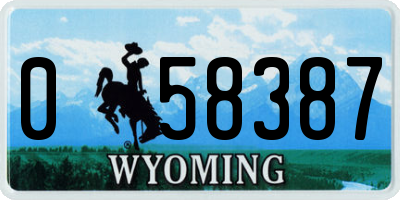 WY license plate 058387