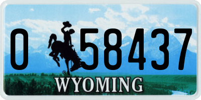 WY license plate 058437