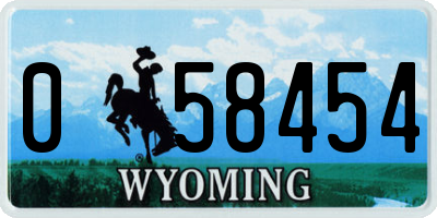 WY license plate 058454