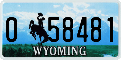 WY license plate 058481