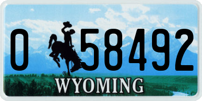 WY license plate 058492
