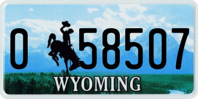WY license plate 058507
