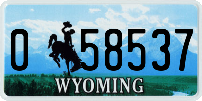 WY license plate 058537