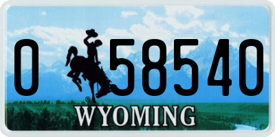 WY license plate 058540
