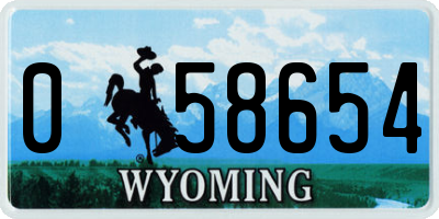 WY license plate 058654