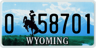 WY license plate 058701