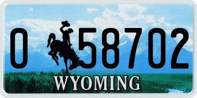 WY license plate 058702